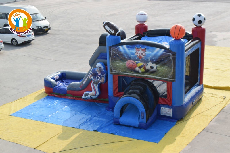 WJ239 Mega Buffalo Sports Inflatable Wet Combo Jumping Castle Slide
