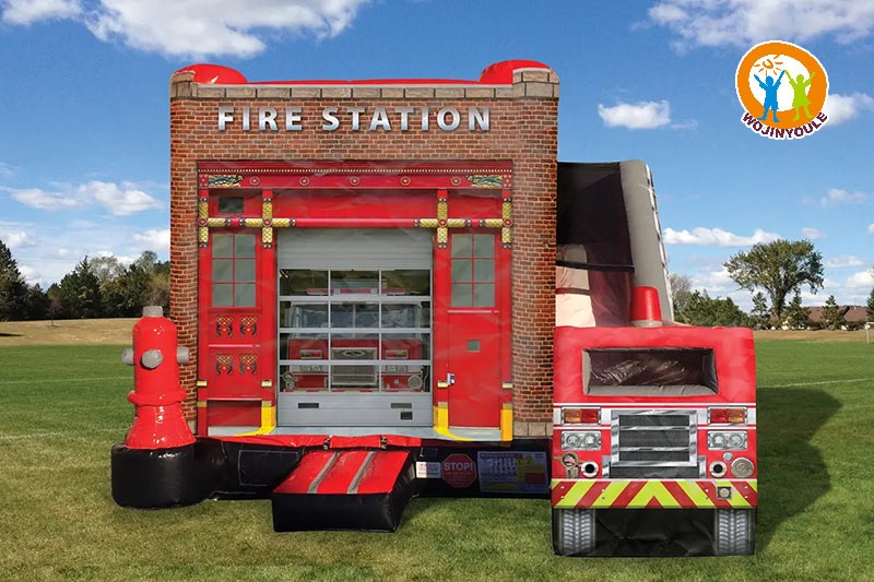 WJ249 Fire Station Bouncy Castle Inflatable Combo Slide