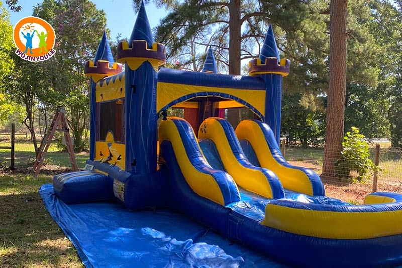 WB458 Navy Blue Inflatable Wet Combo Bouncer Slide