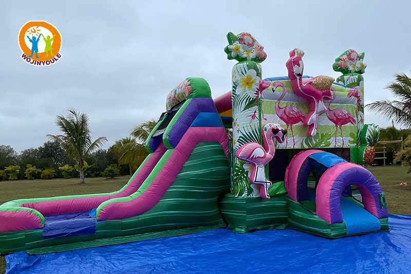 WB452 Flamingo Inflatable Wet Combo Bouncer Slide