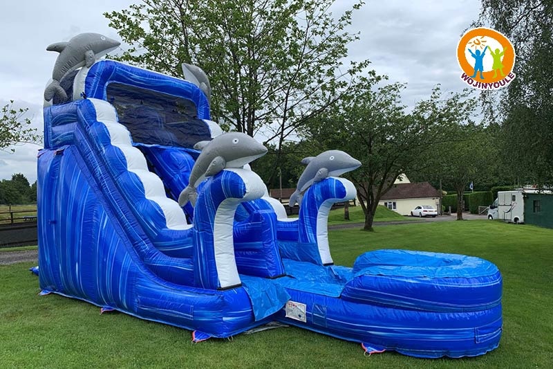 WS089 23ft Inflatable Water Slide Single Lane with Dolphins