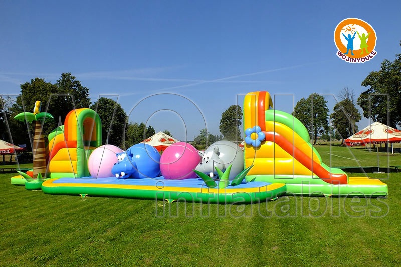 OC238 Super Obstacle Course Inflatable Hippo Wipe-out Game