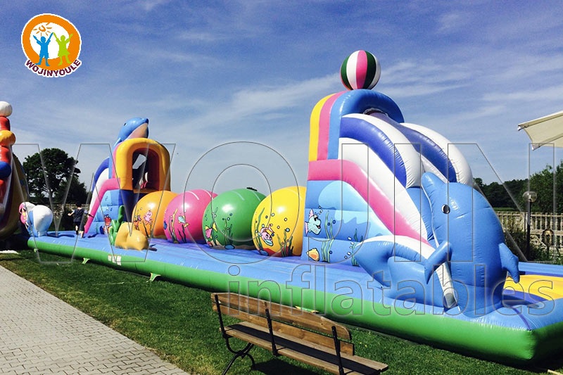 OC239 Super Obstacle Course Inflatable Dolphin Wipe-out Game