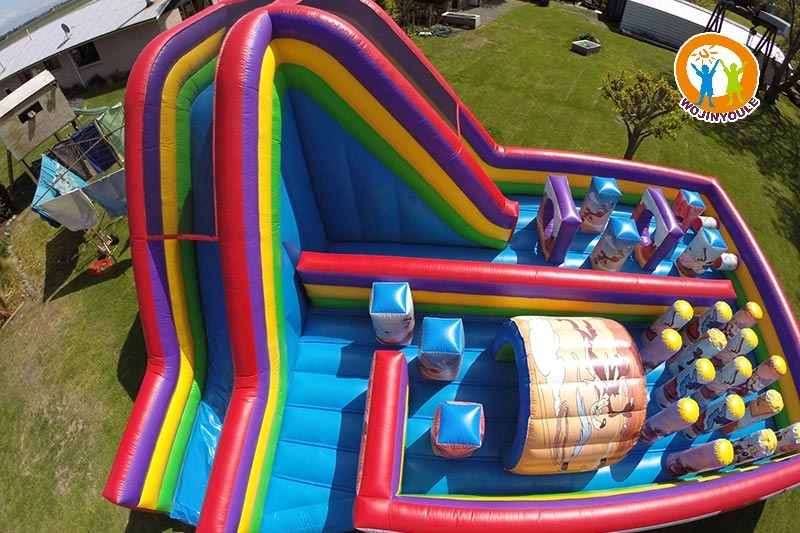 WJ132 Big Coloured Obstacle Castle Inflatable Combo