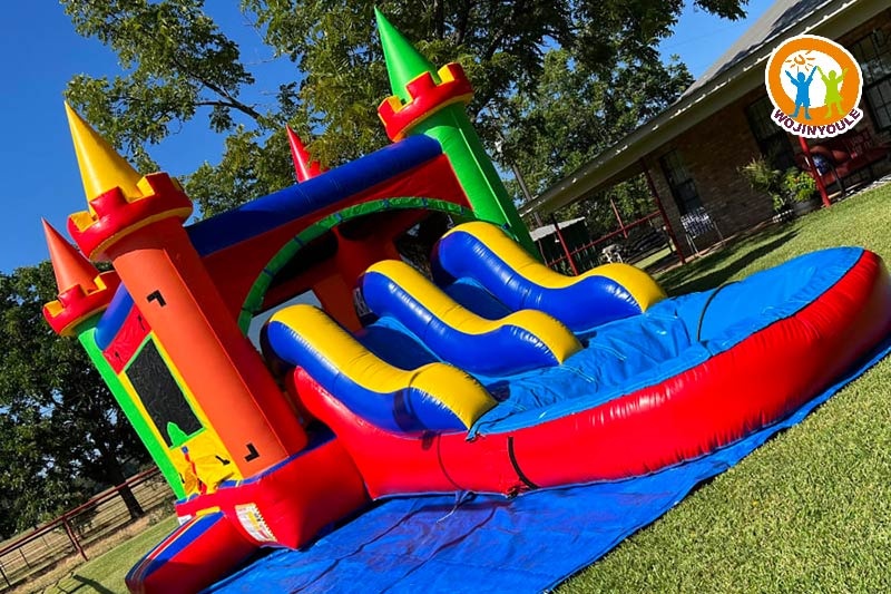 WB078 Rainbow Dual Lane Inflatable Wet Combo Castle Slide