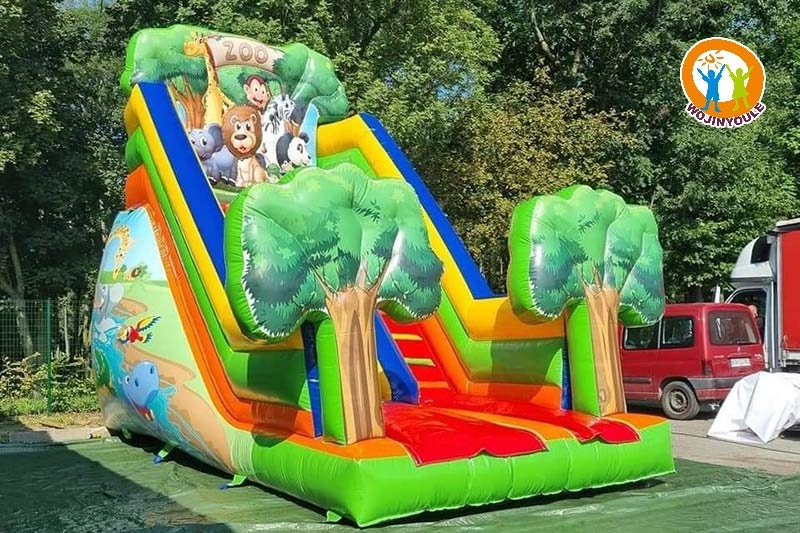 DS016 20ft Tall ZOO Animals Inflatable Dry Slide