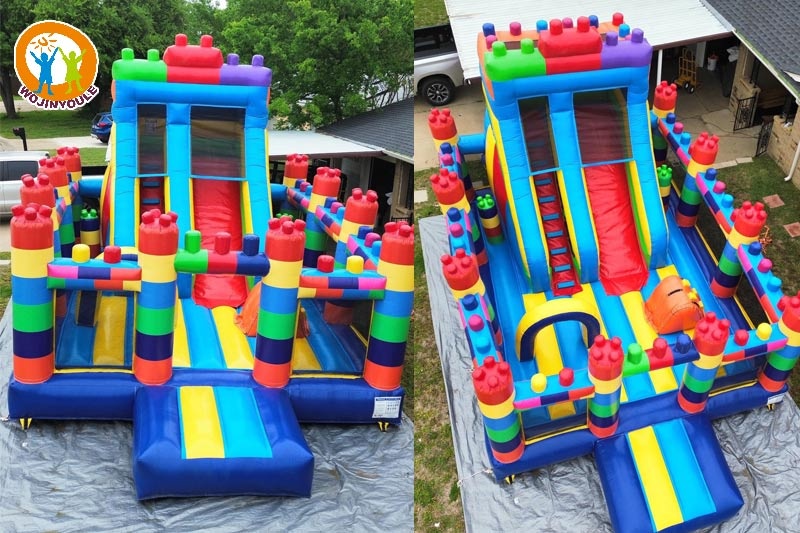 WB407 Lego Theme Inflatable Dry Combo Bouncy Castle Slide