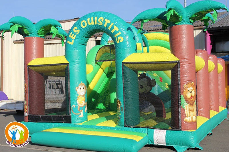 WB413 Jungle Inflatable Dry Combo Bouncy Castle Slide