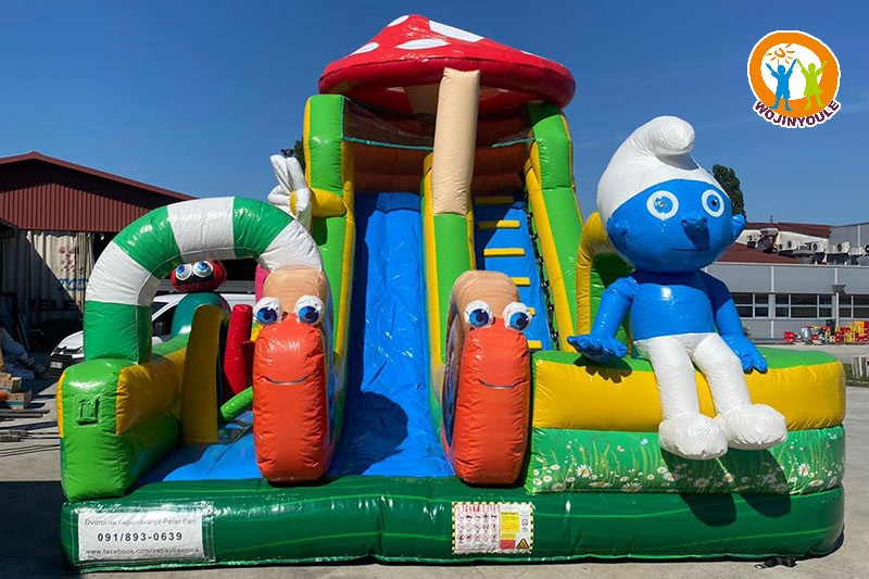 WB500 The Smurfs  Inflatable Dry Combo Bouncer Castle Slide