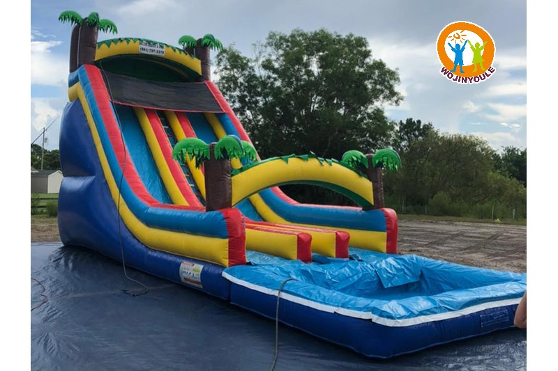 WW016 20ft Tropical  Double Lane Inflatable Water Slide with Pool