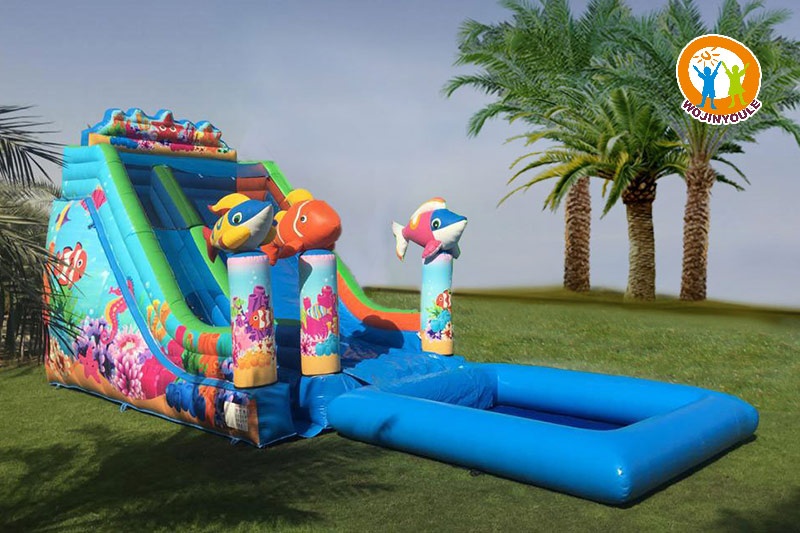 WS024 16ft Fish Inflatable Water Slide with Pool Set