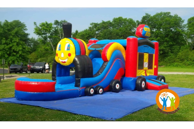 WB358 4in1 Train Wet & Dry Inflatable Bounce Combo with Pool Slide