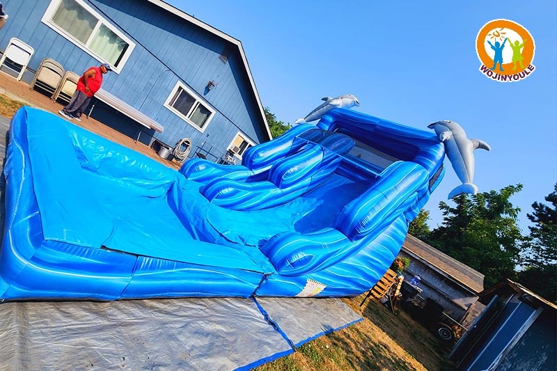WW034 Dolphins 15ft Tall Inflatable Water Slide Pool Set