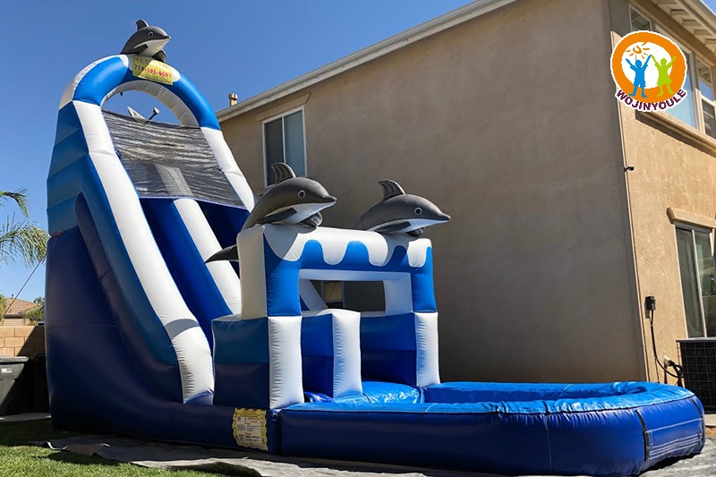 WW141 DolphinS 18ft Tall Inflatable Water Slide Pool Set