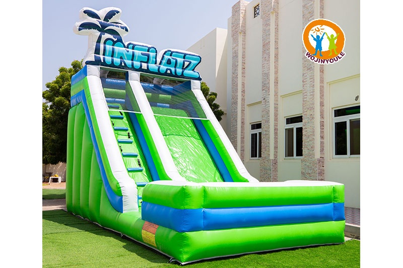 DS236 20ft Tall Green Blue Inflatable Dry Slide