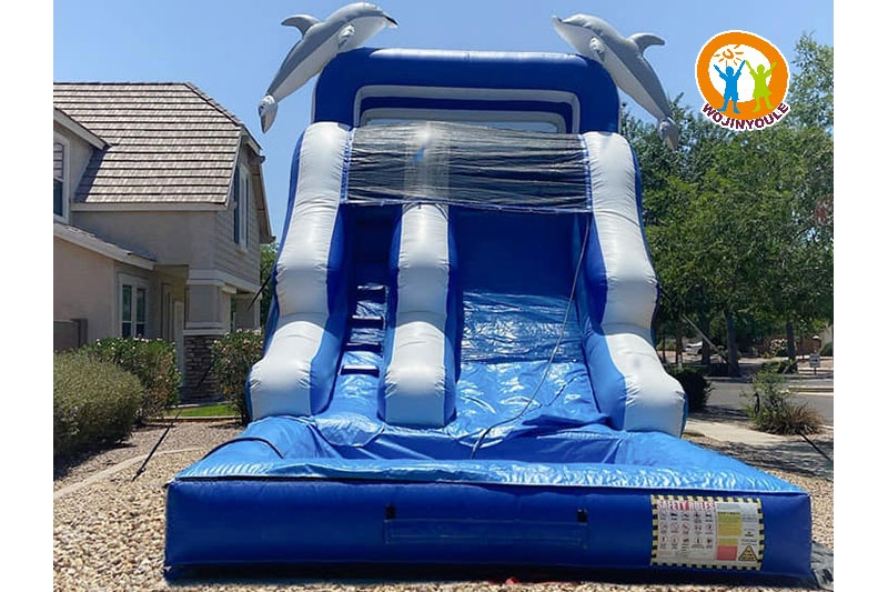 WW051 18ft Tall Dolphins Inflatable Water Slide Pool Set