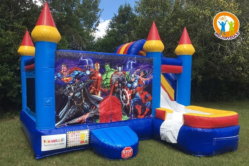 WB523 Marvel Superhero Inflatable Combo Bouncy Castle Slide
