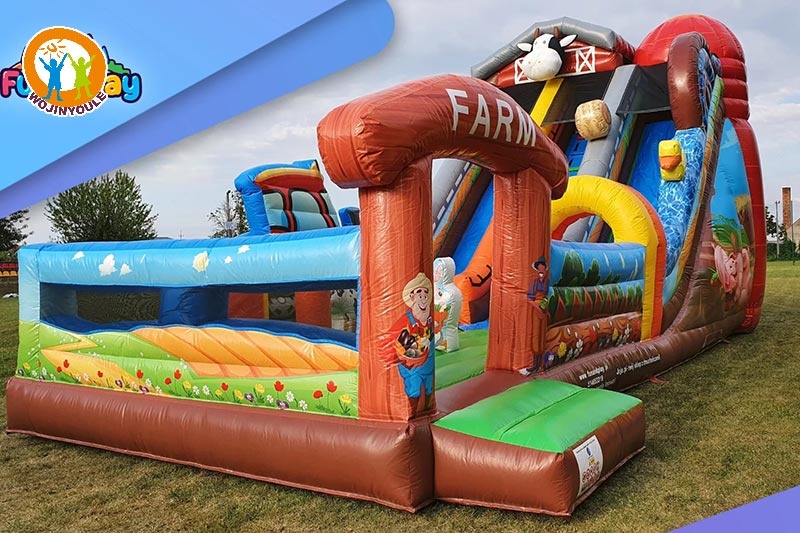 DS237 Farm Theme 21ft Tall Inflatable Dry Slide Bouncer Playground