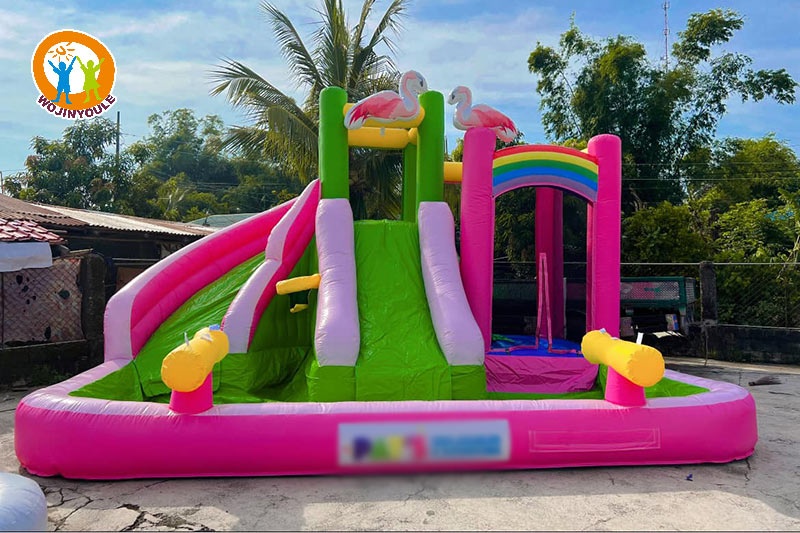 WW075 Flamingo Backyard Water Park Inflatable Castle Water Slide Pool Set