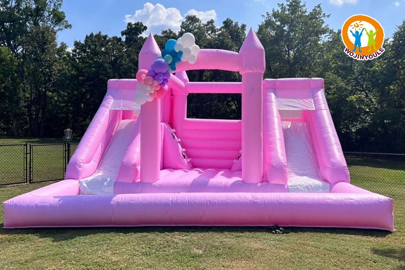 WJ169 Pink Bounce House Wedding Inflatable Dual Slide Ball Pit