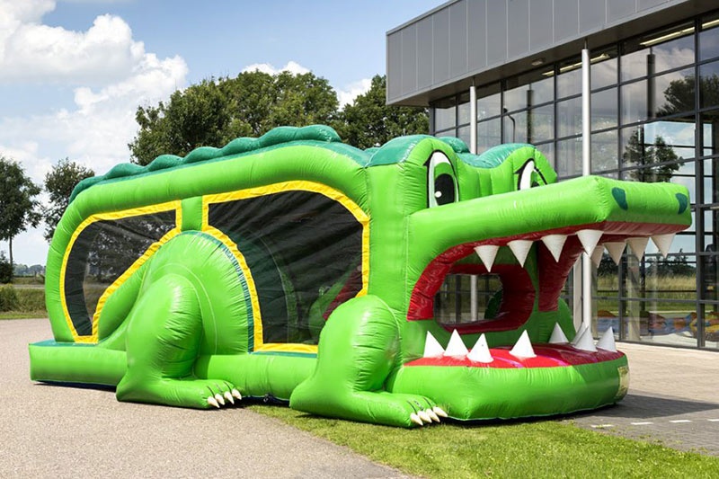 MC075 Mini Run Crocodile Castle Inflatable Bouncer Obstacle
