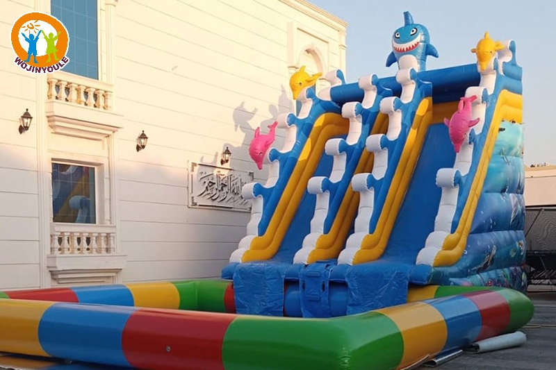 WS260 Shark Theme Inflatable Water Slide with Pool Set