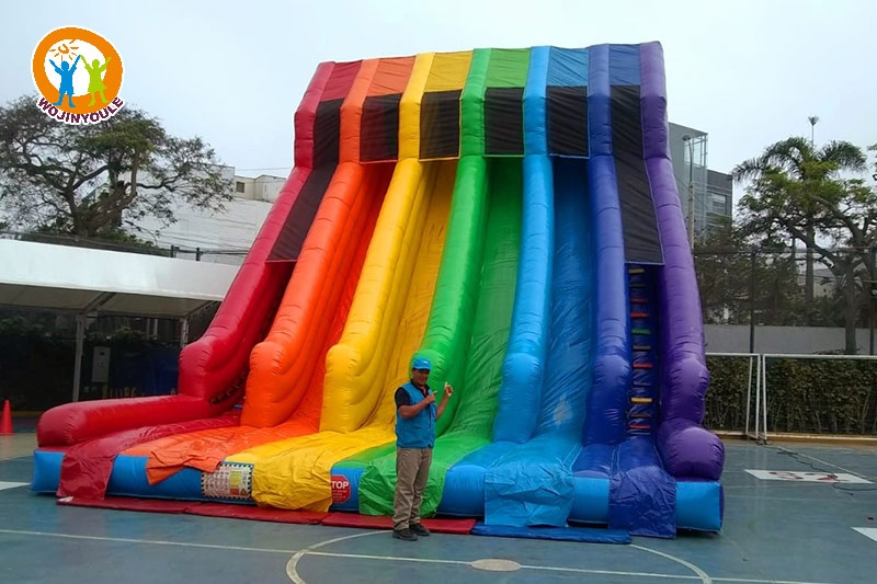 DS273 30ft Tall 4 Lane Rainbow Inflatable Dry Slide
