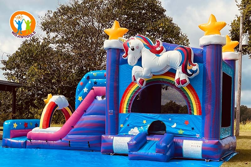 WB718 Unicorn Dual Lane Inflatable Combo Castle Wet Slide