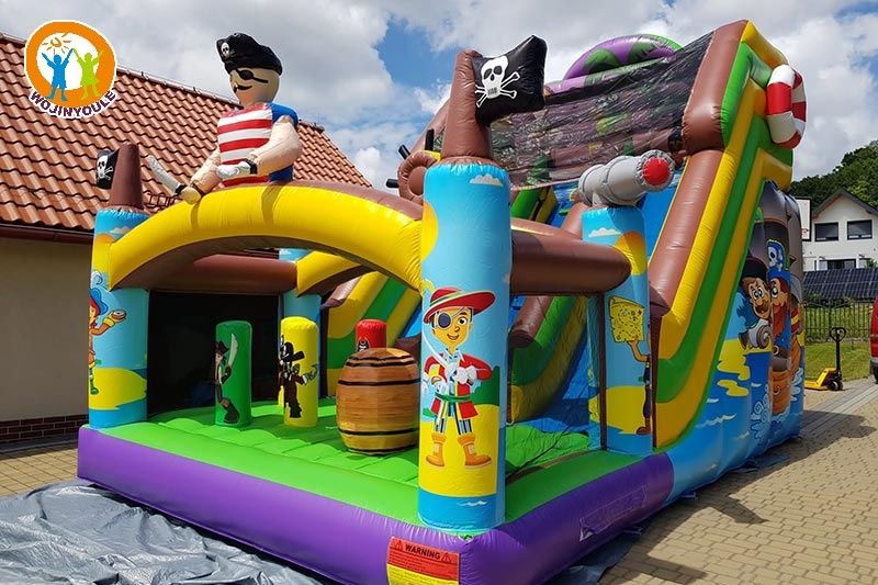 DS287 18ft Tall Pirate Dual Lane Inflatable Dry Slide