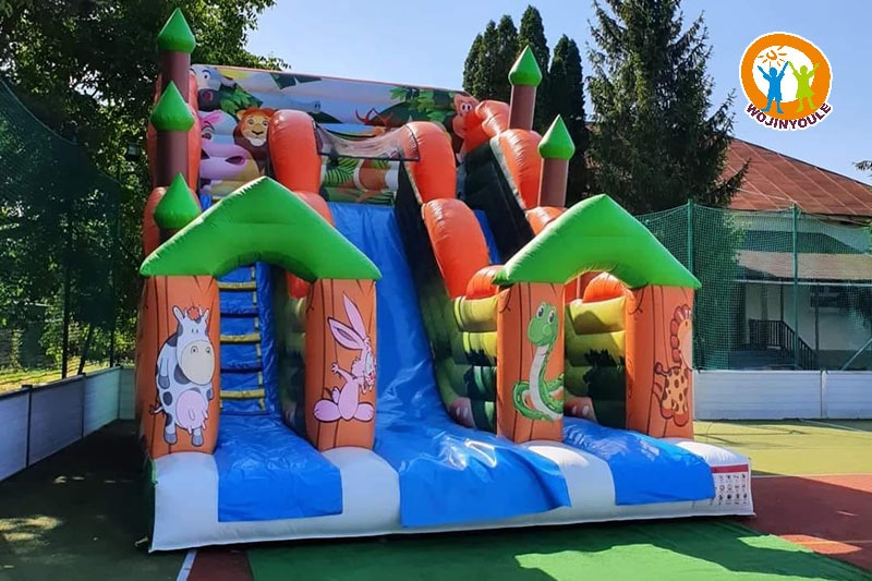 DS288 18ft Tall Safari Animals Dual Lane Inflatable Dry Slide