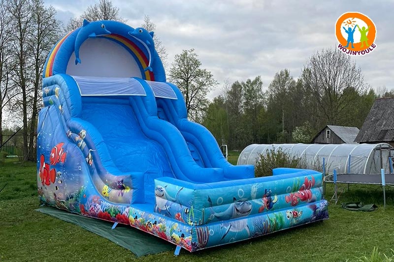 DS293 Nemo Dolphin 23ft Tall Inflatable Dry Slide