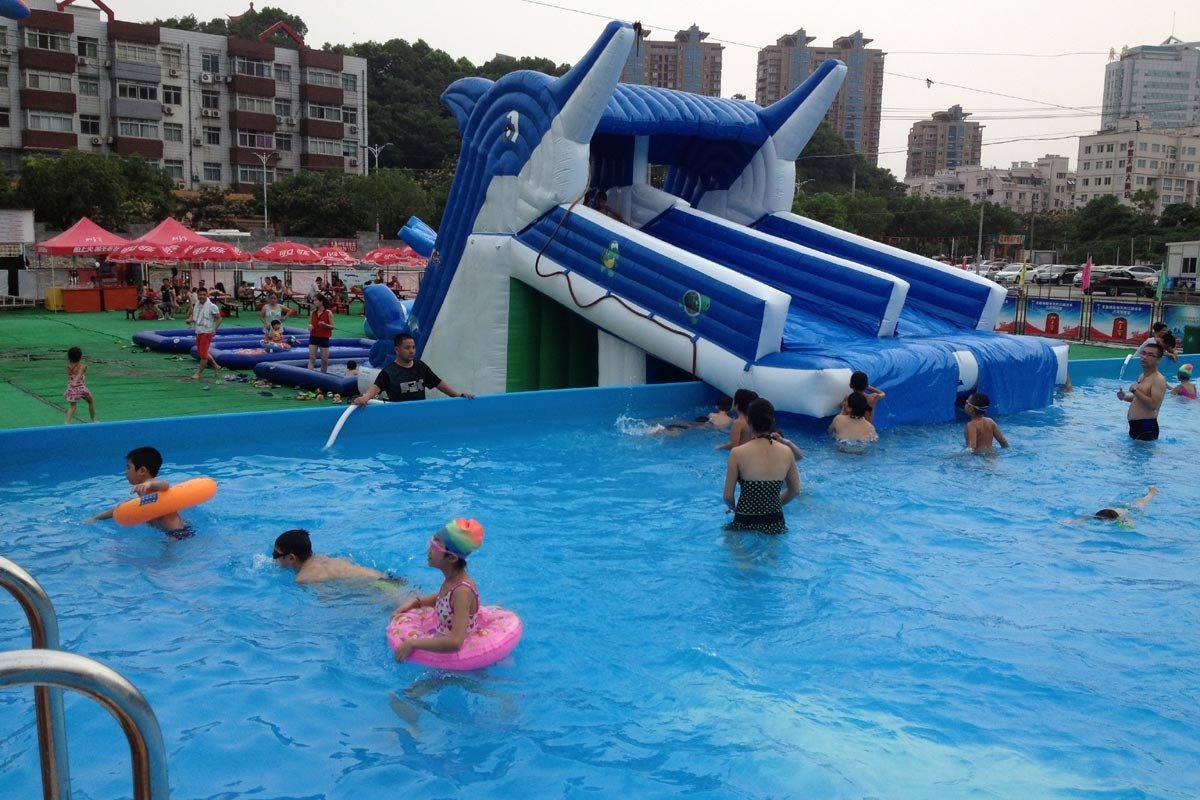 Hot Sales Metal Framed Swimming Pools with Dolphin Slides