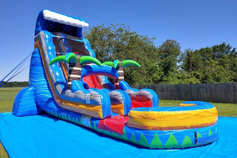 WS095 22ft Tropical Fireblast Tsunami Inflatable Water Slide