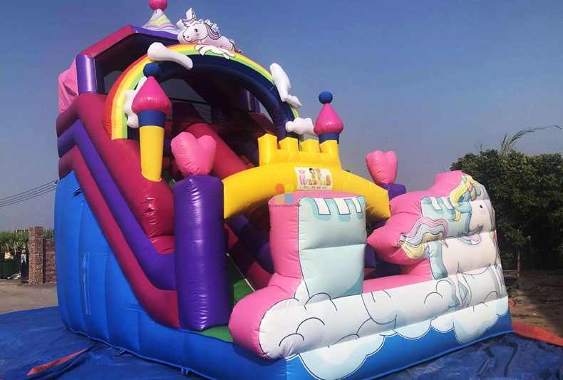 DS048 23FT Rainbow Unicorn Inflatable Dry Slide