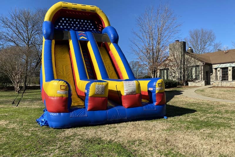 DS072 20FT Blue Yellow Red Inflatable Mega Slide Dual Lane Dry Slide