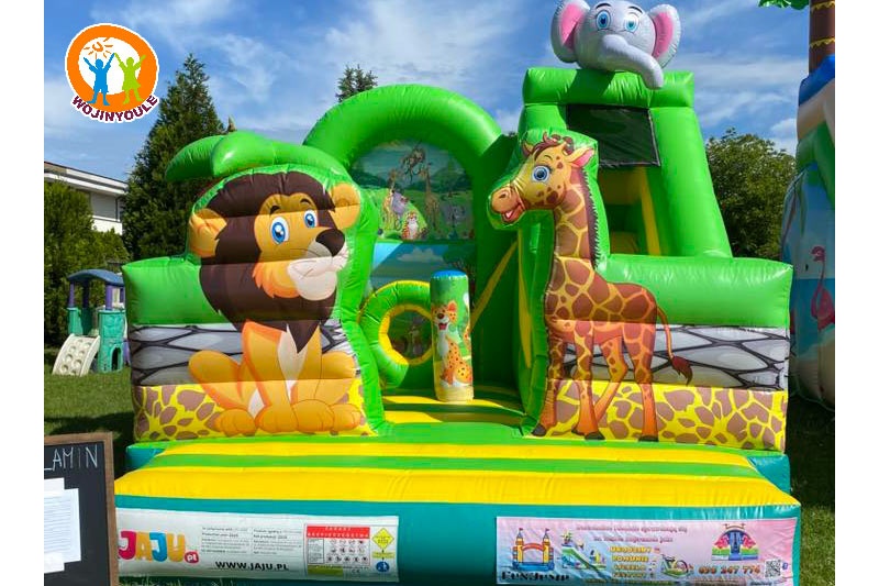 WB790 Jungle Animals Inflatable Combo Jumping Castle Slide