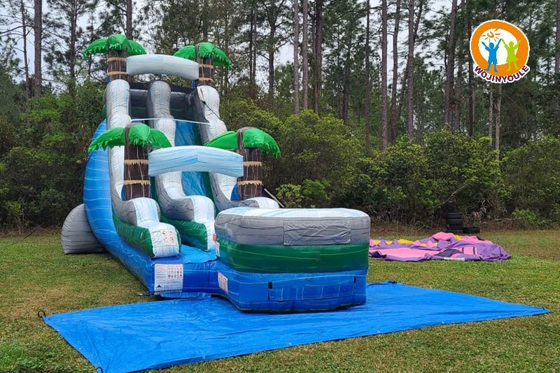WW191 15ft Tall Tropical Inflatable Water Slide with Pool