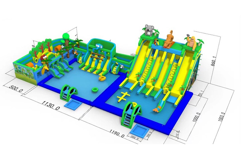 GP056 Safari II Inflatable Water Park Playround with Pool Slide