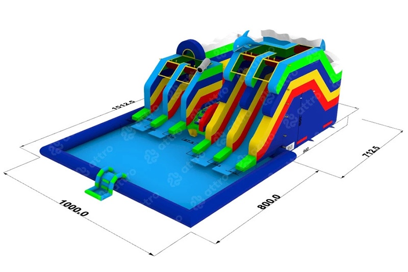 GP063 Dolphin Inflatable Water Park Playround with Pool Slide
