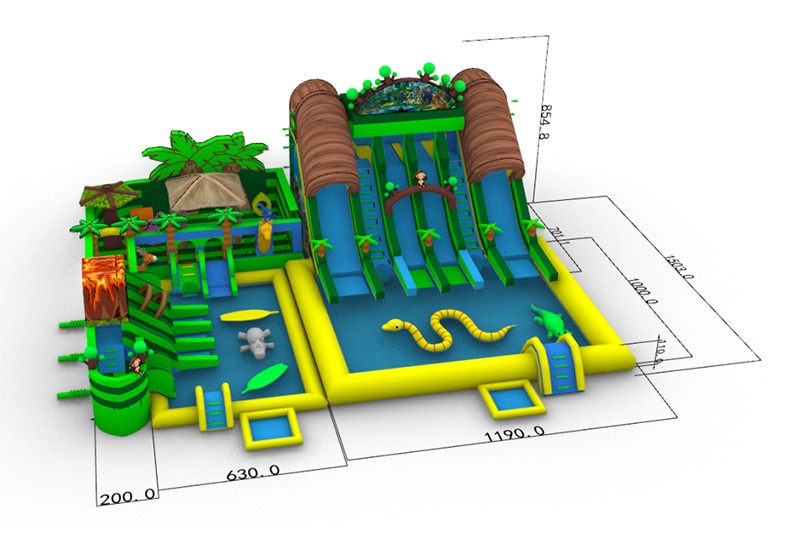 GP062 Tropical Inflatable Water Park Playround with Pool Slide