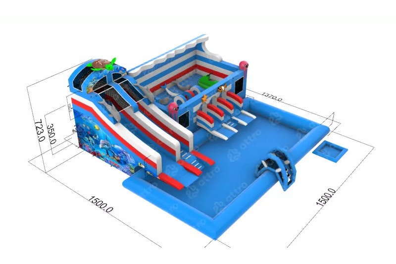 GP061 Sea World Inflatable Water Park Playround with Pool Slide