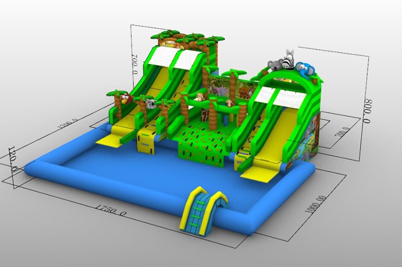 GP060 Safari Inflatable Water Park Playround with Pool Slide
