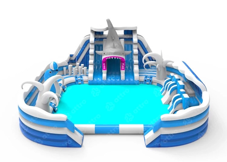 GP072 Dolphin Ground Pool Water Park Inflatable Playround Water Slide