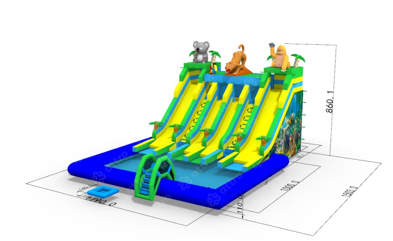 GP068 Safari Ground Pool Water Park Inflatable Playround Water Slide